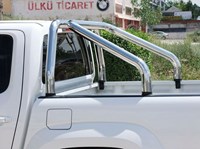 Дуга в кузов из 2-х нержавеющих полированных труб ф70 мм Deluxe (Турция) Nissan (ниссан) Navara (навара) (D40) 4 двери (кузов 1500x1500mm) c 2006- SKU:354186qw