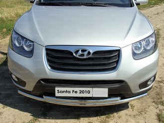 Защита передняя нижняя двойная 60.3-42.4 мм Hyundai Santa Fe (2010-)