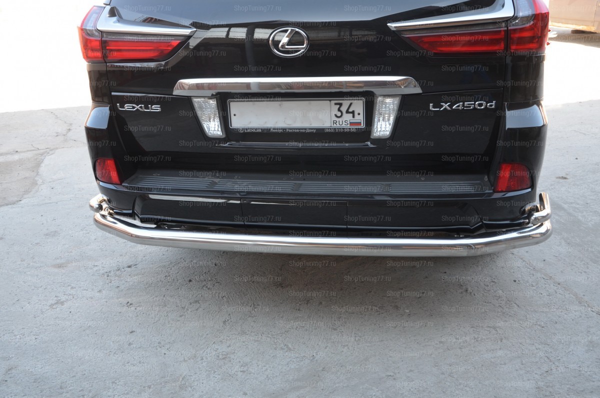 Защита заднего бампера угловая большая Lexus (лексус) LX 450 2016