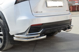 Защита заднего бампера угловая двойная Lexus NX200/NX300 2017 -