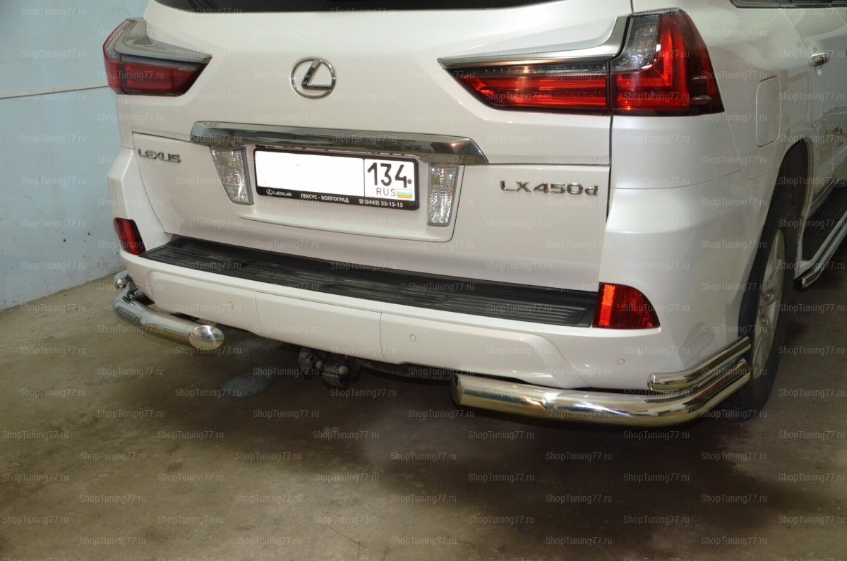 Защита заднего бампера угловая Lexus (лексус) LX 450 2016