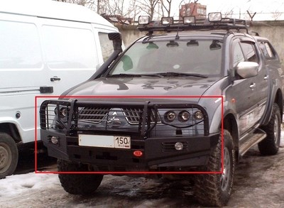 Передний силовой бампер с лебёдкой и другим оборудованием Mitsubishi (митсубиси) L 200 (л 200) (2009 по наст.) ― PEARPLUS.ru