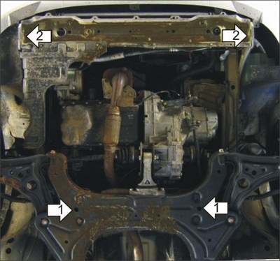 Стальная защита двигателя и КПП толщиной 2 мм Chevrolet (Шевроле) Aveo 1.4 T250, бензин, МКПП,  (2006-2008) SKU:280786qw ― PEARPLUS.ru
