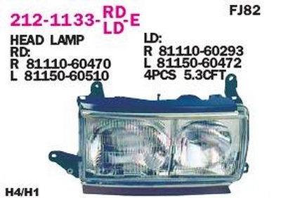 ФАРА ЛЕВАЯ Toyota (тойота) Land Cruiser (круизер) (ленд крузер) Fj80/fj82 1991-96 ― PEARPLUS.ru