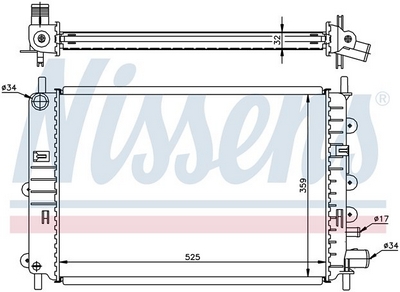 РАДИАТОР 527x377 1, 8D/ 1, 4/1, 6/1, 8/2, 0 +A/C Ford (Форд) Escort/orion 90- ― PEARPLUS.ru