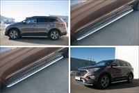 Пороги труба d42 с листом (вариант 2) HYUNDAI SANTA FE GRAND 2014