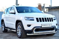 Защита порогов d76 с накладкой (вариант 1) Jeep (джип) Grand Cherokee (чероки) 2013-