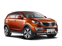 Защита переднего бампера двойная с пластинами d63 мм Kia (киа) Sportage (Спортаж) R