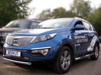 Защита передняя одинарная d60 (эллиптические заглушки) Kia (киа) Sportage (Спортаж) 2010-