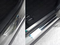 Накладки на пороги (лист зеркальный) 1мм Lexus (лексус) NX 300h 2014- (кроме F-Sport) 