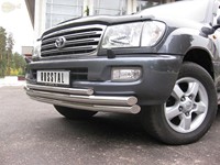 Защита бампера передняя из нержавеющей стали. 63мм/63/42 (секции) Toyota (тойота) Land Cruiser (круизер) (ленд крузер) J100 (1997-2007) 