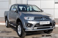 Пороги труба d76 с накладкой (вариант 1) MITSUBISHI L200 2014- 