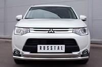 Защита переднего бампера d63 (секции) d75х42 (дуга) Mitsubishi (митсубиси) Outlander (оутлендер) 2014-