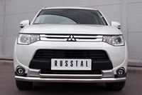 Защита переднего бампера d63 (секции) d42 (дуга) Mitsubishi (митсубиси) Outlander (оутлендер) 2014-