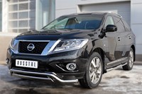 Пороги труба d76 с накладкой (вариант 2) NISSAN Pathfinder 2014- 