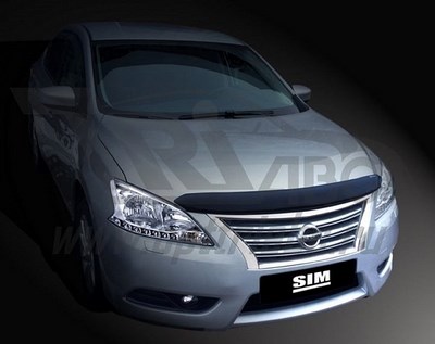 Дефлектор капота Nissan (ниссан) Sentra (2014-) темный ― PEARPLUS.ru