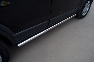 Боковые подножки (пороги) труба из нержавеющей стали 63мм с заглушкой в виде полушария из нержавеющей стали Subaru (субару) Tribeca (трибека) (2008 по наст.) ― PEARPLUS.ru