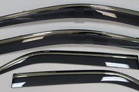 Дефлектор окон (черный) накладной (хромированный молдинг injection) Toyota (тойота) Prius 2007-2012 