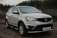 Пороги труба d76 с накладкой (вариант 1) SSANG YONG ACTYON 2014-