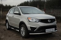 Пороги труба d76 с накладкой (вариант 3) SSANG YONG ACTYON 2014-