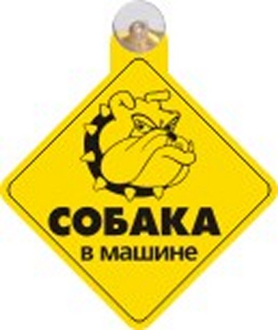 Табличка на присоске Собака в машине (Количество в упаковке 350шт.) ― PEARPLUS.ru