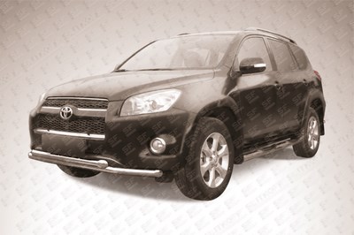 Защита переднего бампера d57+d57 двойная TOYOTA RAV-4 L (2009)