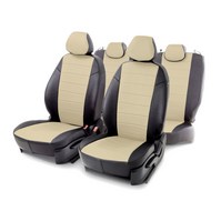 Чехлы из экокожи для BMW (бмв) X-3 E-83 2003-2010 [Черно-бежевый]