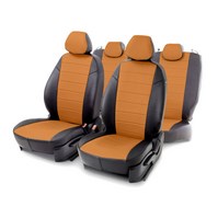 Чехлы из экокожи для Mitsubishi (митсубиси) Outlander (оутлендер) XL 200 (л 200)6-2012 [Черно-оранжевый]