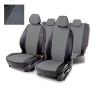 Чехлы из экокожи для Mitsubishi (митсубиси) Outlander (оутлендер) XL 200 (л 200)6-2012 [Черно-серый]