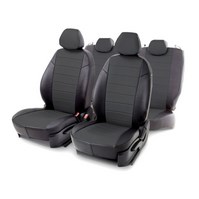 Чехлы из экокожи для Mitsubishi (митсубиси) Outlander (оутлендер) XL 200 (л 200)6-2012 [Черно-темно-серый]