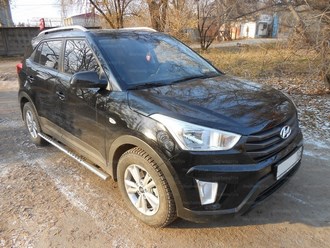 Пороги овальные с проступью 75-42 мм Hyundai Creta (2016-)