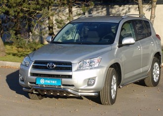 Защита переднего бампера, d60мм+d42мм, TOYOTA RAV4 (рав 4), 2009-2010 ― PEARPLUS.ru