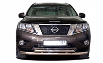 Защита переднего бампера двойная 60-42 мм Nissan (ниссан) Pathfinder (2015-) 