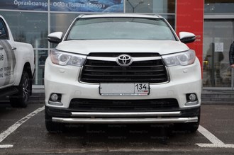 Защита переднего бампера двойная  60/42 мм TOYOTA HIGHLANDER 2014-