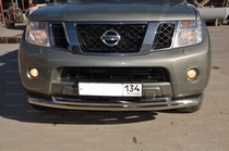 Защита переднего бампера двойная Nissan (ниссан) Pathfinder 2010-2013 SKU:465544qw