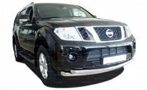 Защита переднего бампера двойная Nissan (ниссан) Pathfinder 2010-2013