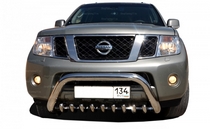 Защита переднего бампера низкая скоба+акула (60-42 мм) Nissan (ниссан) Pathfinder (2015-) 