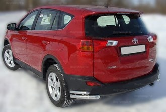 Защита заднего бампера уголки двойные 60/42 мм Toyota RAV 4 (2013-)